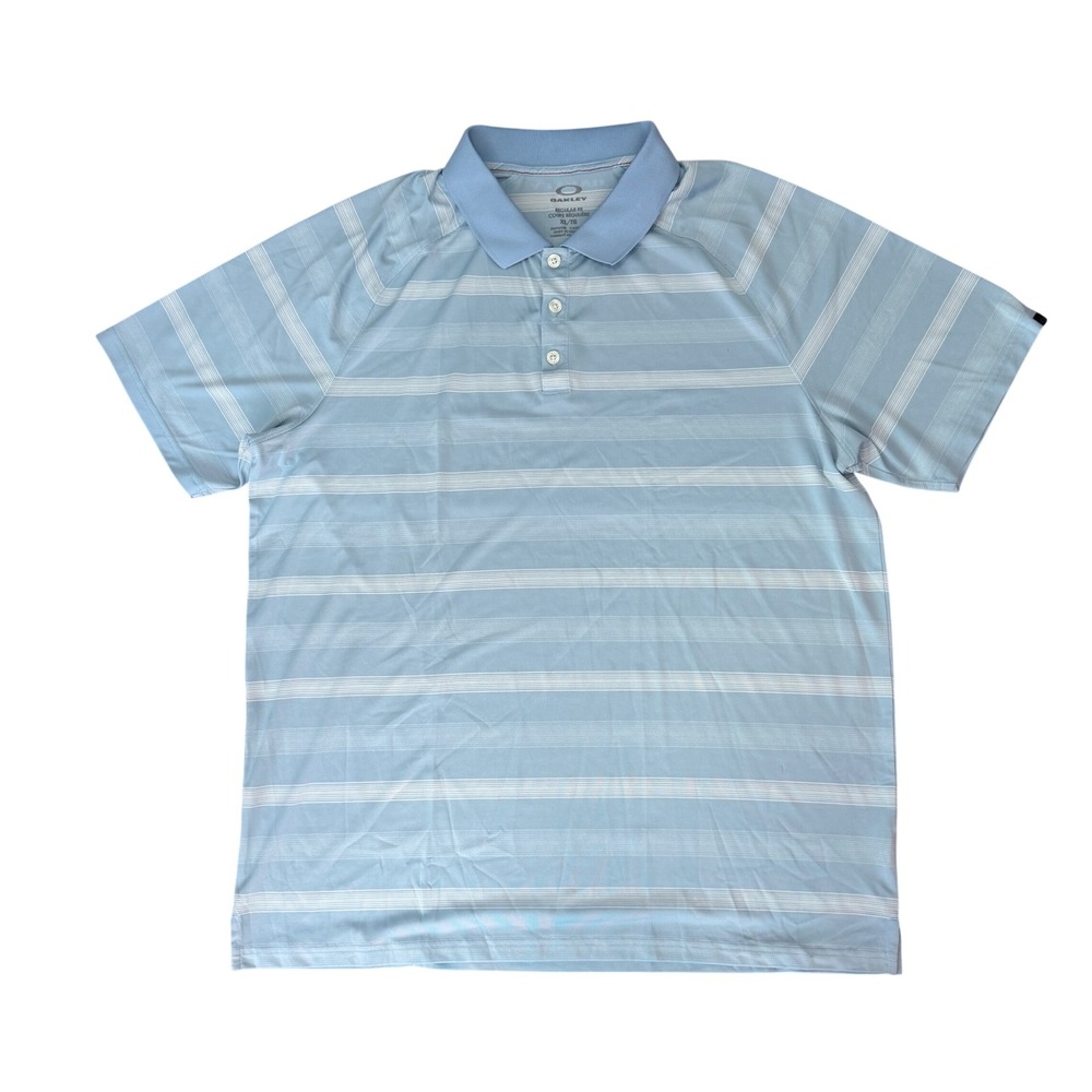 Oakley Hydrolix Mens XL Regular Fit‎ Polo Shirt Blue White Striped Golf Top